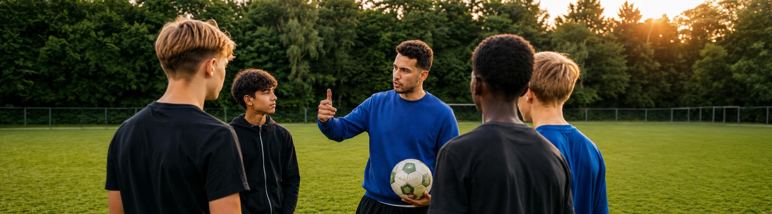 Jongeren zijn aan het sporten met een vrijwilliger