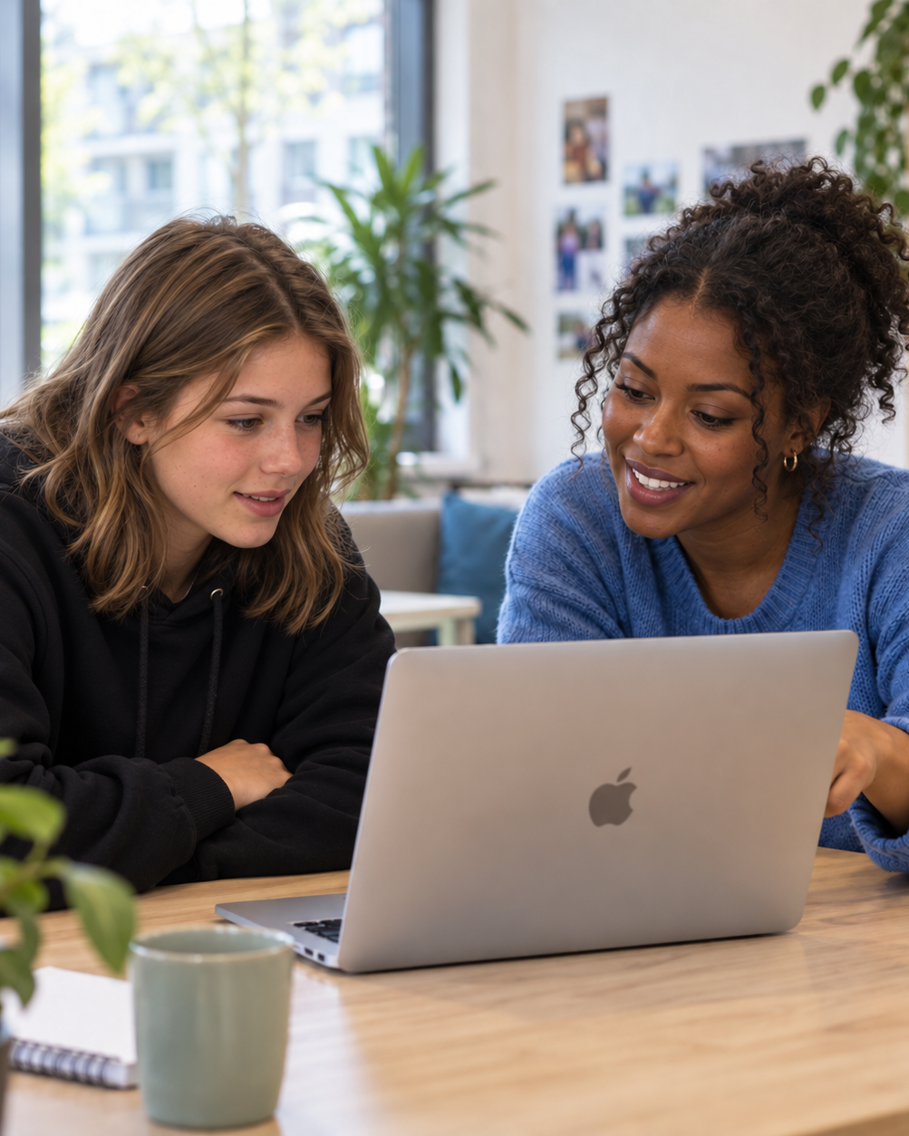 Vrouw krijgt hulp bij het aanvragen van studiefinanciering en een OV-chipkaart.