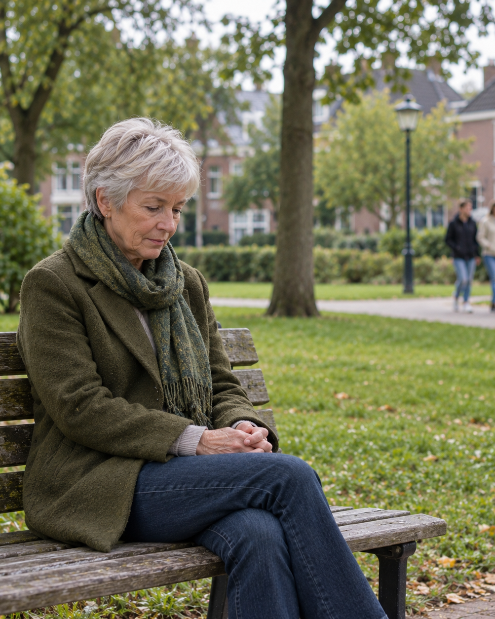 Vrouw op bankje
